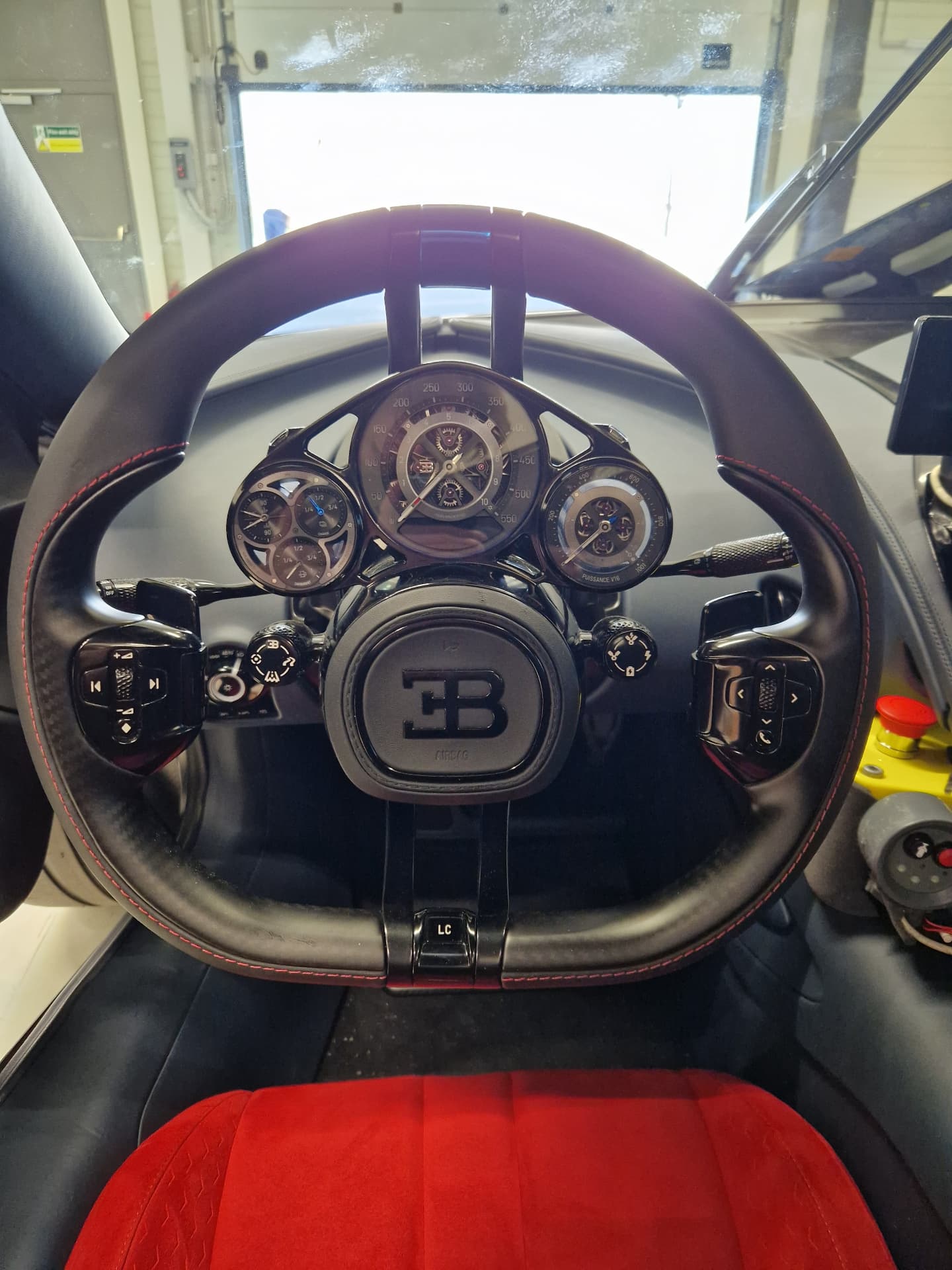 Bugatti Tourbillon steering wheel and mechanical instrument cluster